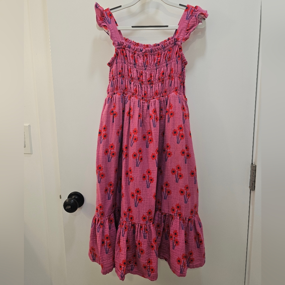 Hanna Andersson Pink Floral Cotton Dress, SZ 140 10